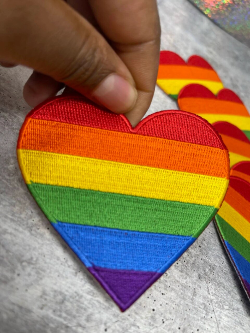 Pride Collection: Rainbow Heart, Embroidered Iron-on Patch, LGBTQ Patches, Sz 3.5" inches